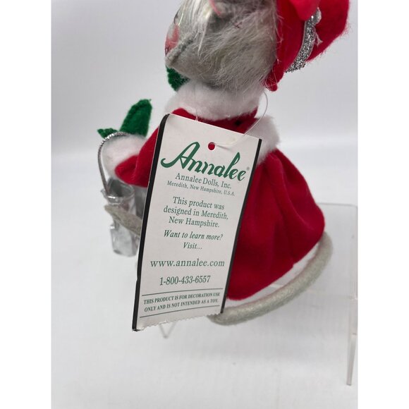 Annalee Christmas Mouse Figurine With Red Outfit & Silver Accessories - Picture 4 of 6